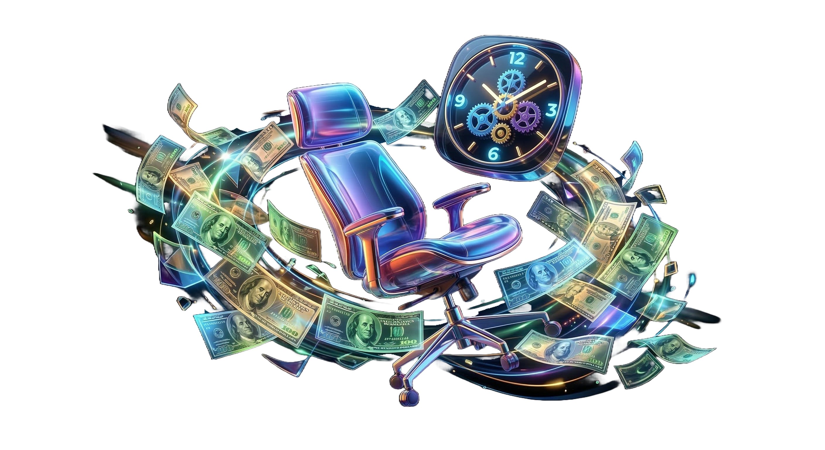 Stylised illustration representing time and money spent in meetings